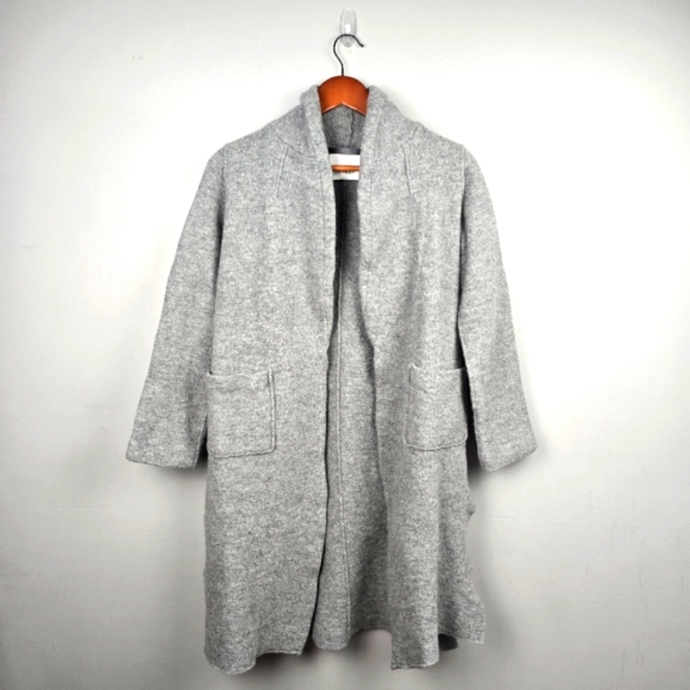ARITZIA THE GROUP BABATON Longline Wool Sweater Cardigan Gray Womens Size‎ S